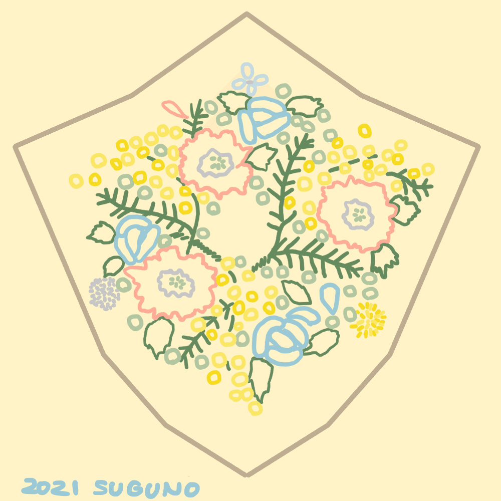 刺繍 花のリースを作ろうと思ったら花の盾になった 図案 すぐの Note