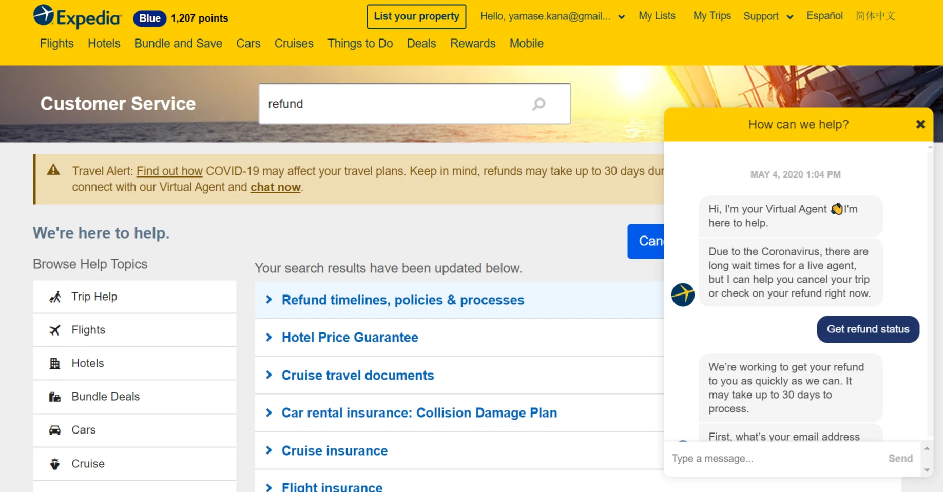 送った英文シェアします Covid19で欠航になった英語版expedia経由での20年3月の航空券 代を1年後に払い戻してもらった記録 Ky817 Note