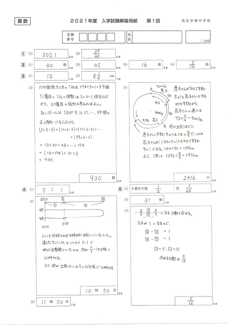 21年度 洗足学園中学校 第１回 かずったちゃんねる Note