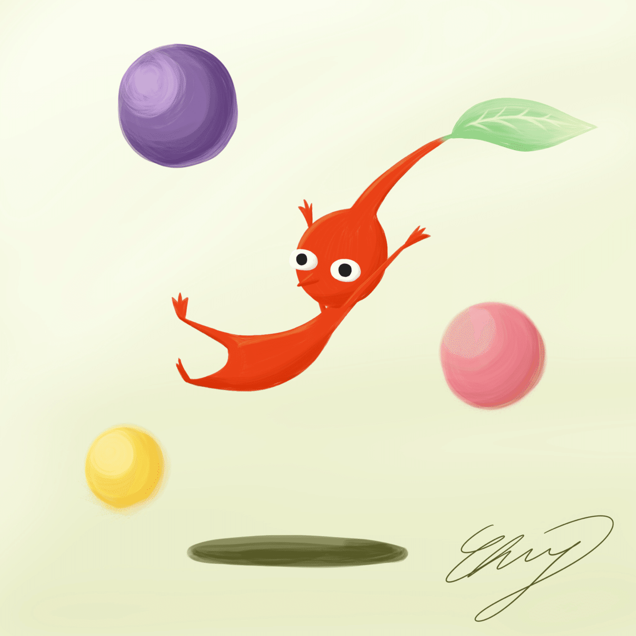 ゲームのピクミンを初めて購入 てくてくついてくるの可愛すぎる そして結構頭使う 効率のいい作業をするのが大好きなので私にはぴったりの内容かも 365日備忘録 イラスト 練習 304日目 Chiy Note