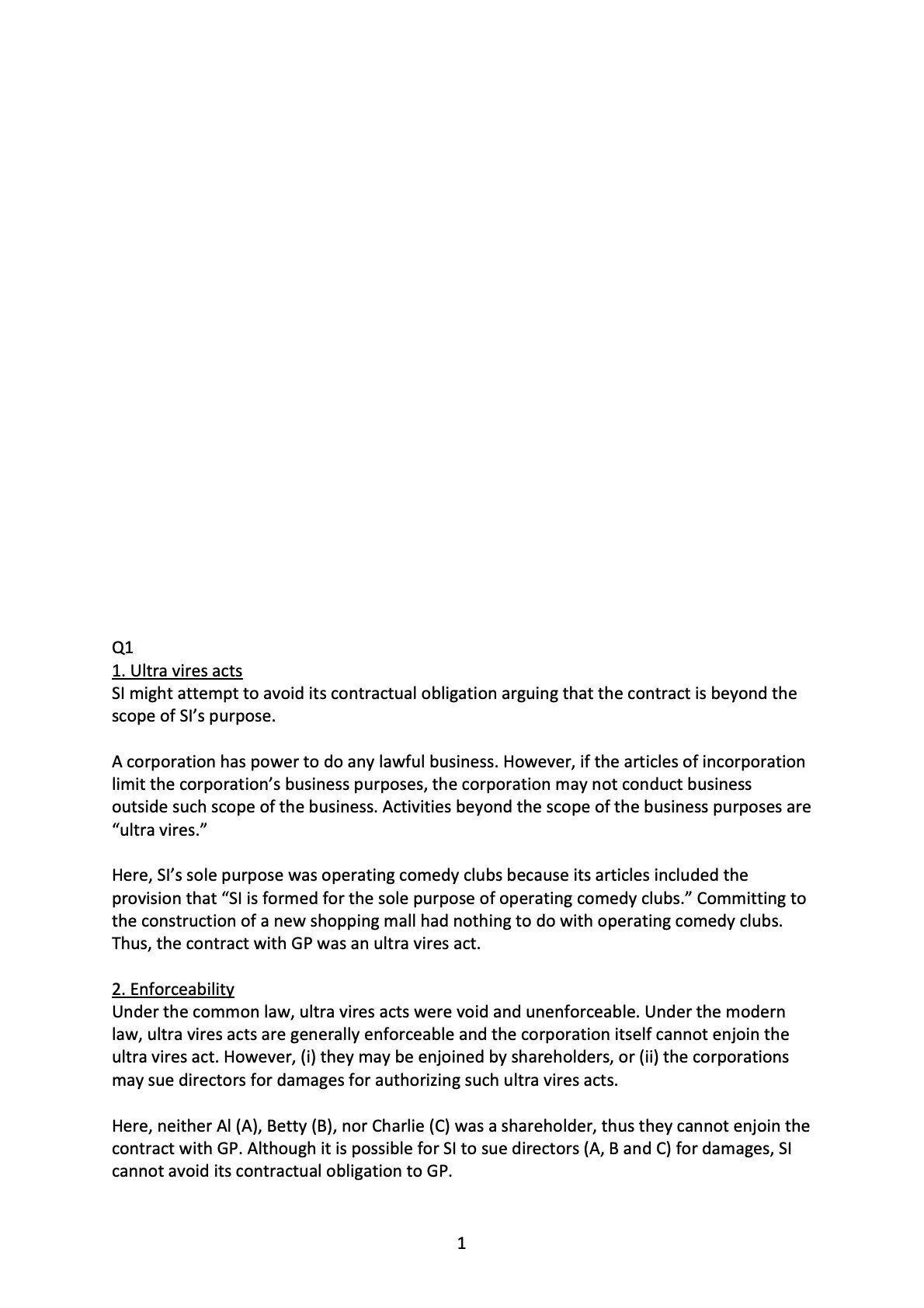 CA Bar Exam 練習答案 Business Associations (Feb 2009)｜うに弁護士｜note