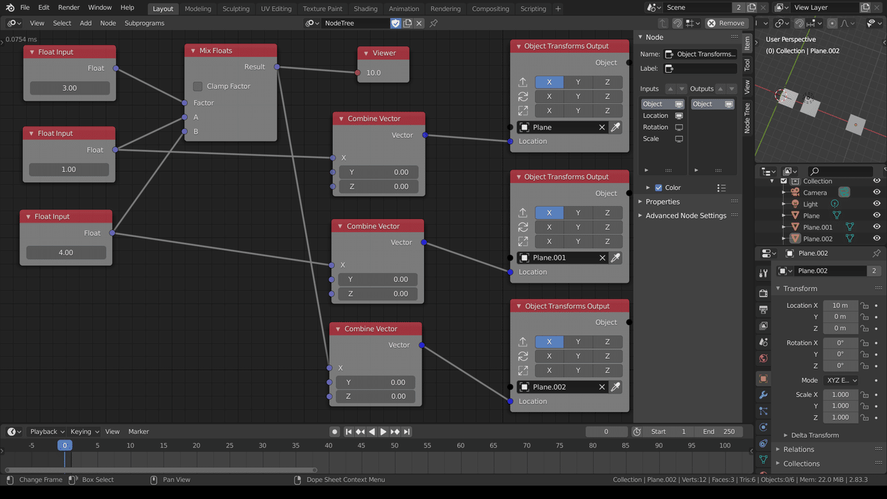 Blender アニメーションノード Mix Floats Mix 銀感じょう Note