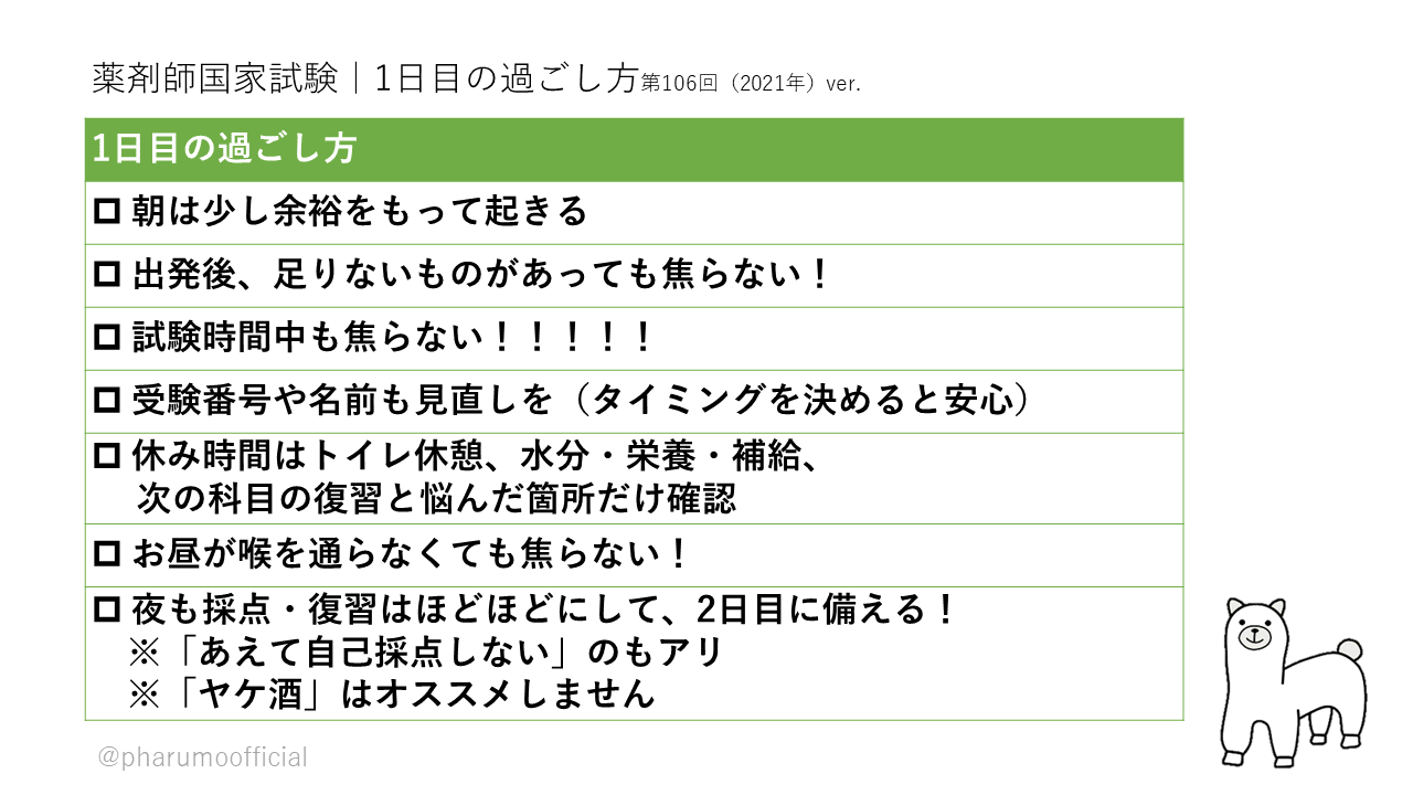 第106回薬剤師国家試験】当日の過ごし方▷受験票を忘れても平常心 