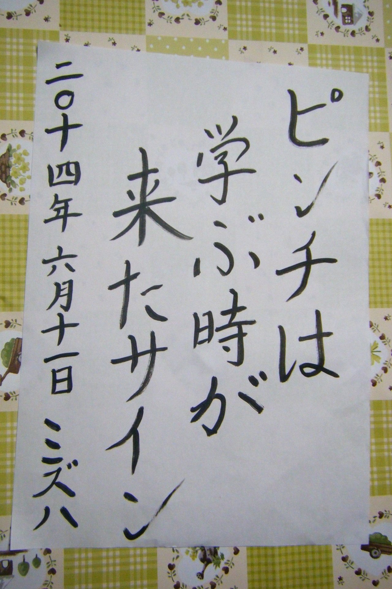 えー字は汚いのは置いといて 小学生 の時に６年間習字 硬筆 習っていたとは思えないｗ 現在の私の状況はこんな感じ 尊敬している先生の言葉ですが ピンチは困った と思うのではなく学ぶ時が来たサイン そうで タニミズルイ Note