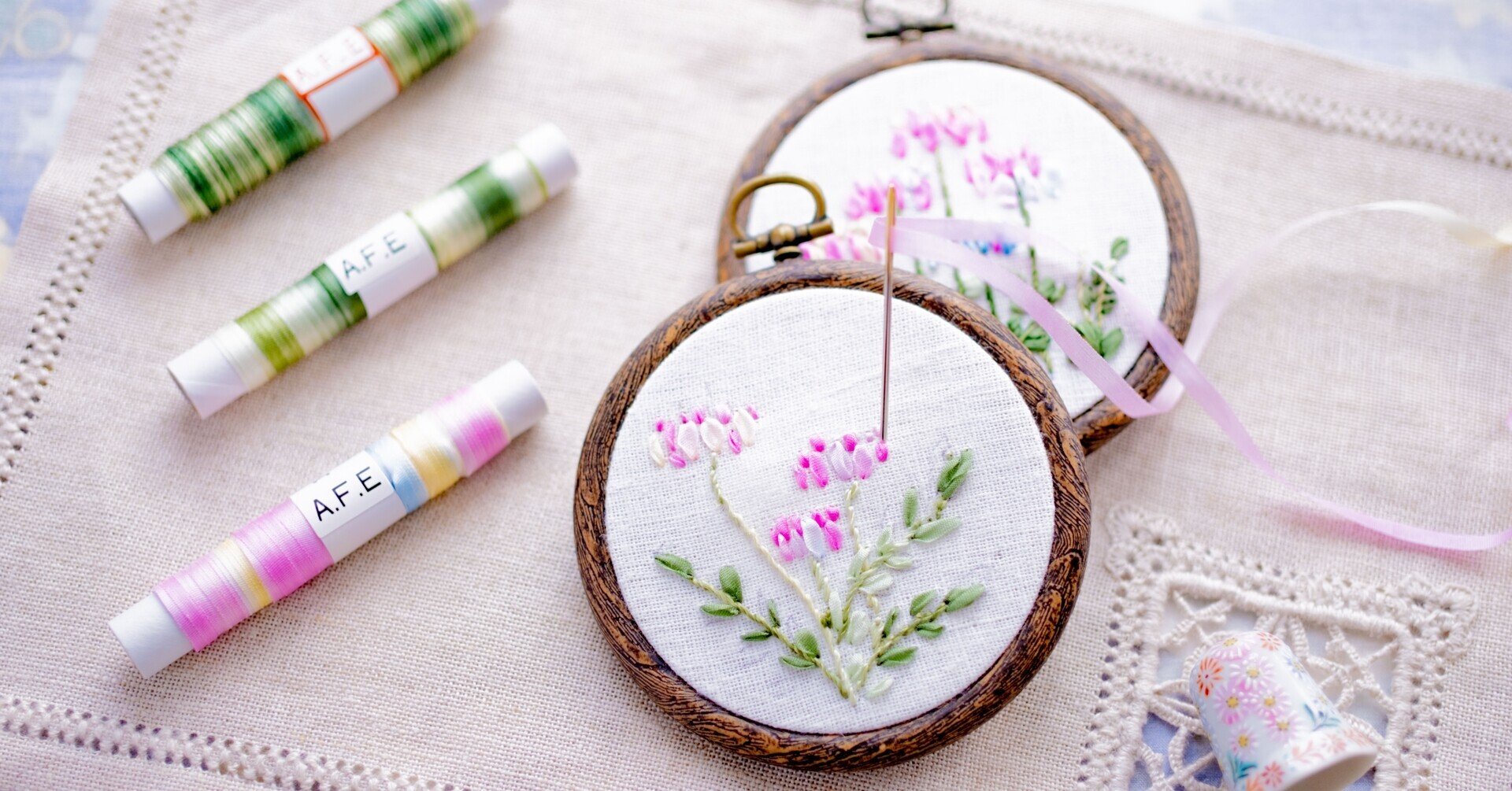 💜レンゲの花刺繍の作り方｜Art Fiber Endo