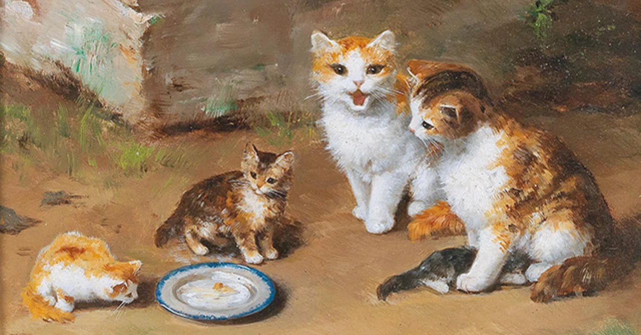 新物屋様 オーダー絵画「猫の背中に何かある〜イギリスの猫とフルート」 ねこ好きな人はアルフレッド・アーサー・ブルネル・ド・ヌーヴィルの絵