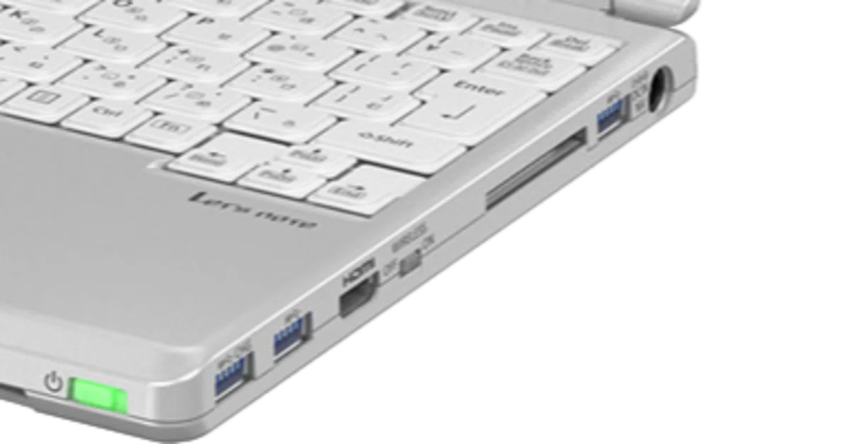 LG ホワイトノートPC HDMI端子付き 会社支給ノートPCのHDMI端子が右側面にあるんです！L型HDMIコネクタで