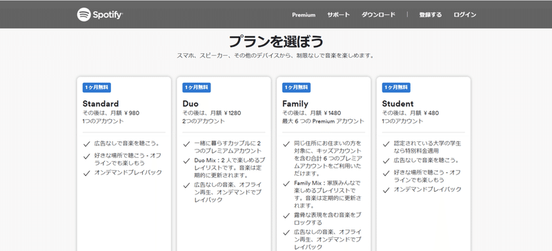 spotify-料金プラン