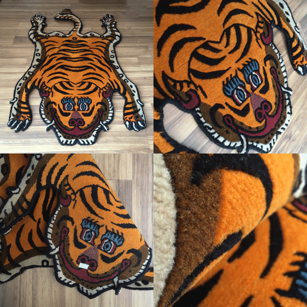 新商品入荷 本物 シルク製 チベタンタイガーラグ XL 187 ネパール 新商品入荷 本物 シルク製 チベタンタイガーラグ XL 187