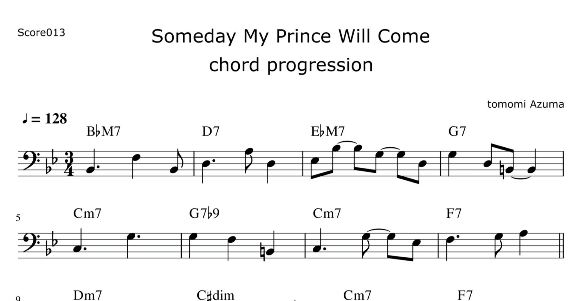 013 Someday My Prince Will Come いつか王子様が と同じコード進行のベースラインとソロ 東ともみ Tomomi Azuma Note