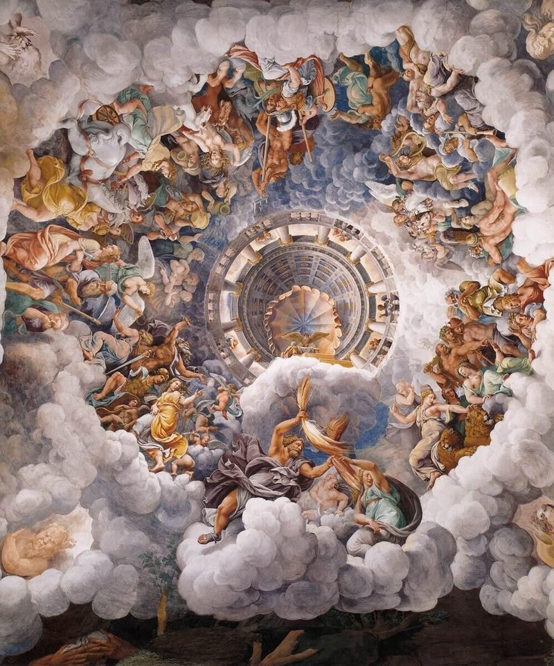 31, 図２、巨人の間、パラッツォ・テ、ジュリオ・ロマーノ、マントヴァ、天井giganti, te Giulio Romano Dettaglio Volta mantova