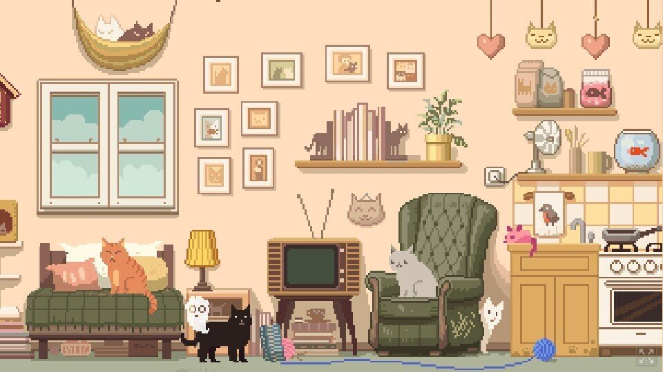 絵画。原画☆キャンバスF6【猫たちはソファーで楽しくゲームをしている】 絵画。原画☆キャンバスF6【猫たちはソファーで楽しくゲームをし