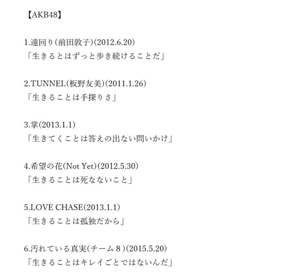 秋元康の 生きるとは を集計してみた セパタクロー Note 秋元康の 生きるとは を集計してみた セパタクロー Note