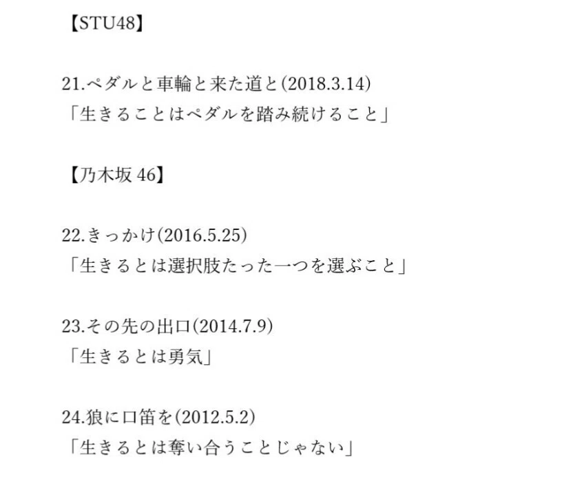 秋元康の 生きるとは を集計してみた セパタクロー Note