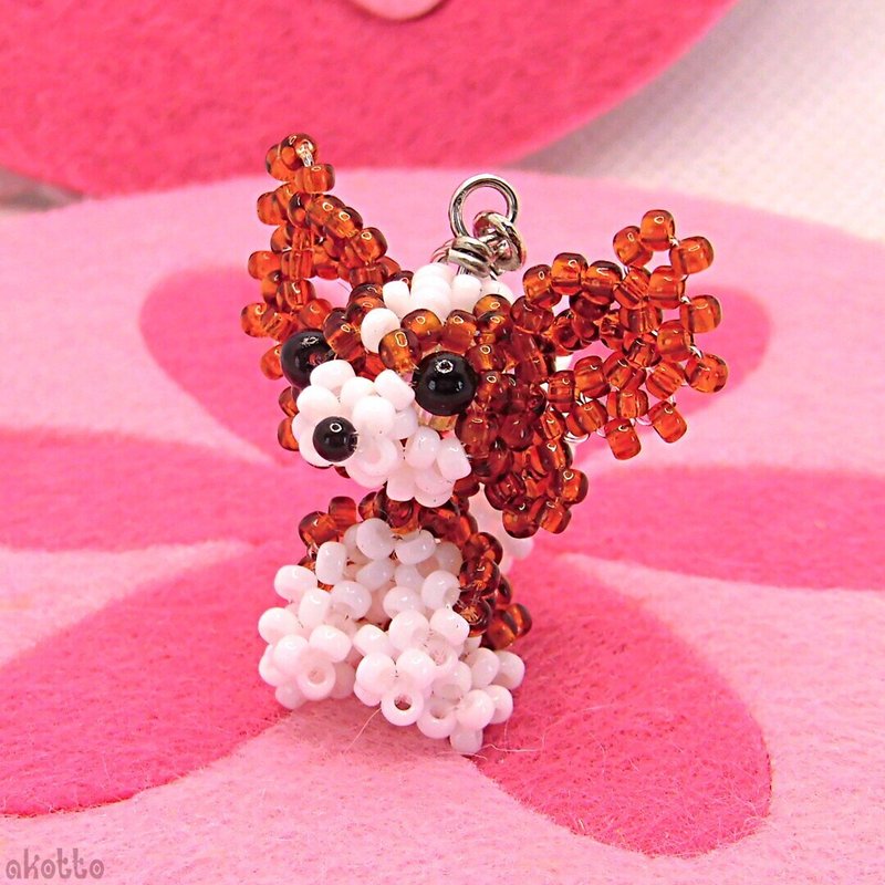 パピヨン 茶白 チャーム ストラップ Akotto Note