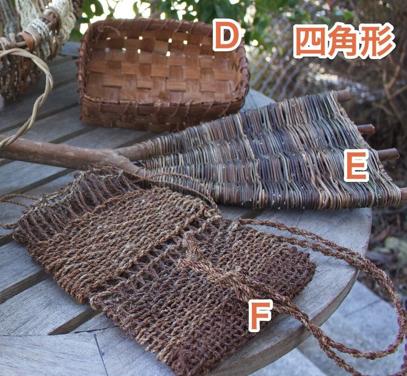 カゴは 形２種類と編み方２種類の組み合わせで ほぼ作れる 山の小リス Note