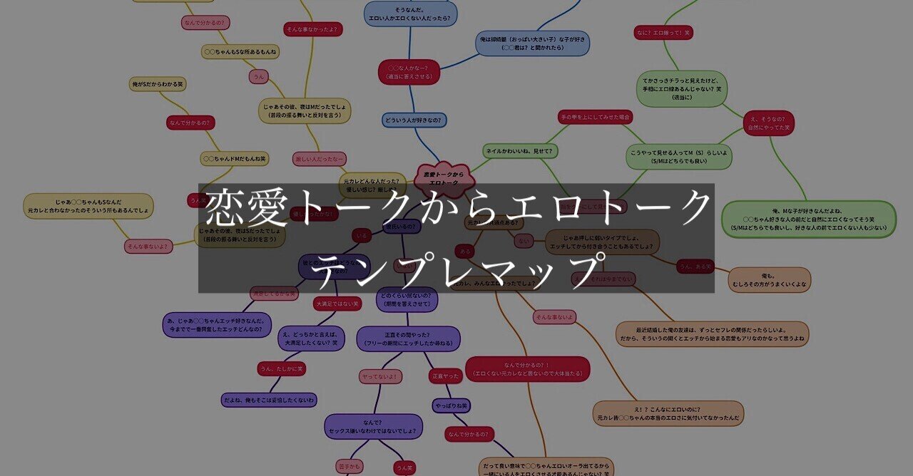恋愛トークからエロトークへ繋げるテンプレマップ 丸パクリok 頼 ライ ネトナン マッチングアプリ講習 Note 恋愛トークからエロトークへ繋げるテンプレマップ 丸パクリok 頼 ライ ネトナン マッチングアプリ講習 Note