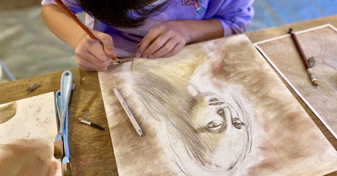 水彩画　画家の肖像画の模写 描きたい！」という気持ちを大切にしたい。パンパステルで古典
