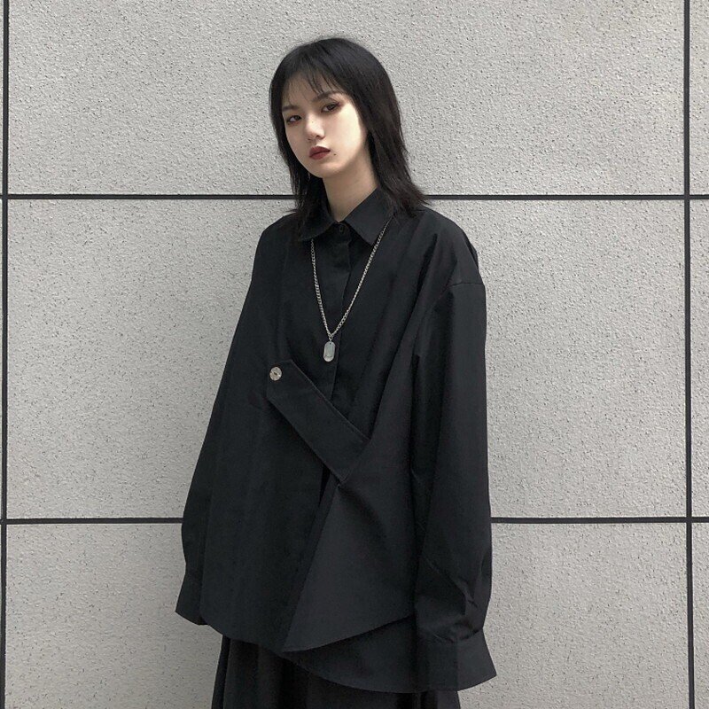 天使と悪魔 ゴシック系 黒シャツ長袖 ビッグサイズ 病み可愛い 黒コーデ Dark Seasonz Note 天使と悪魔 ゴシック系 黒シャツ長袖 ビッグサイズ 病み可愛い 黒コーデ Dark Seasonz Note