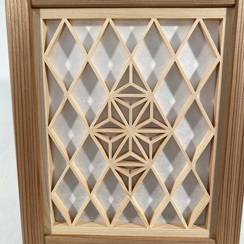 33 麻の葉組子入り アクリル板、クロス入り3枚一組 木製額縁 【公式通販】