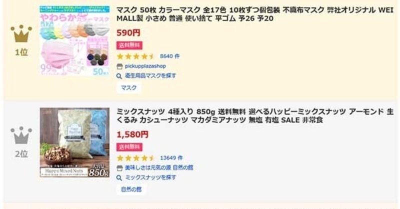 2021年2月16日にヤフーショッピングで売れた商品をトップ20までまとめてみた 売れるネットショップの教科書 note