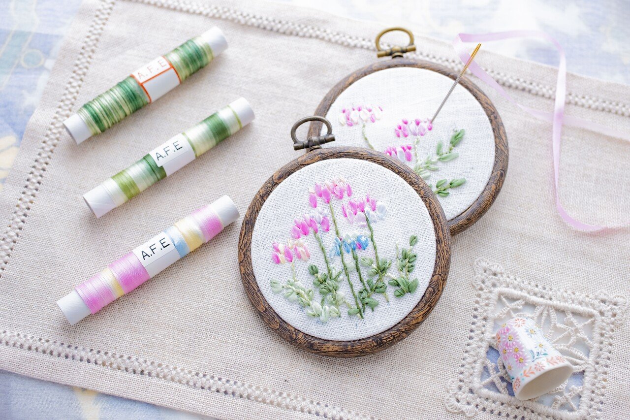 💜レンゲの花刺繍の作り方｜Art Fiber Endo
