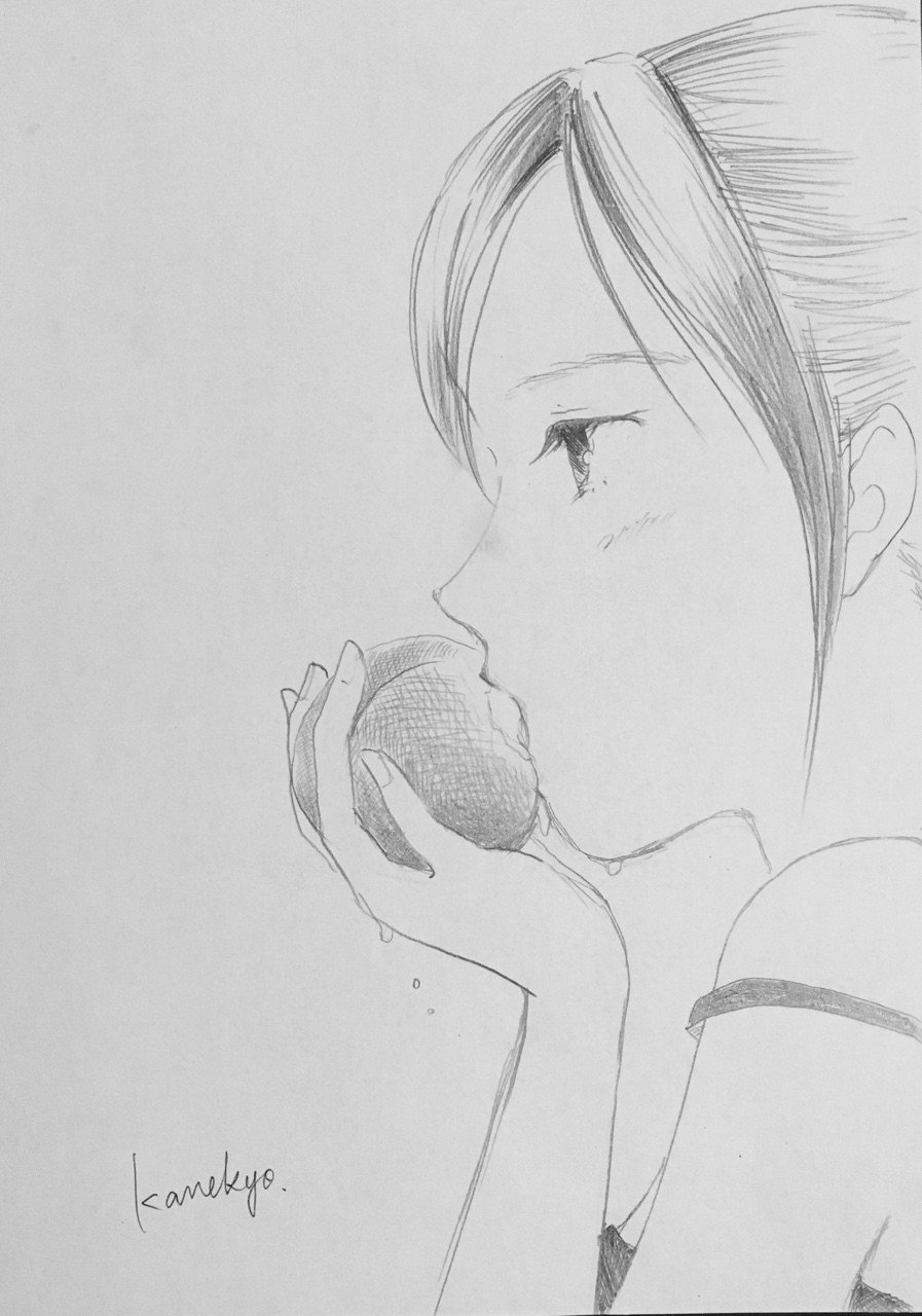 桃食む少女 かねきょ 漫画 イラスト Note