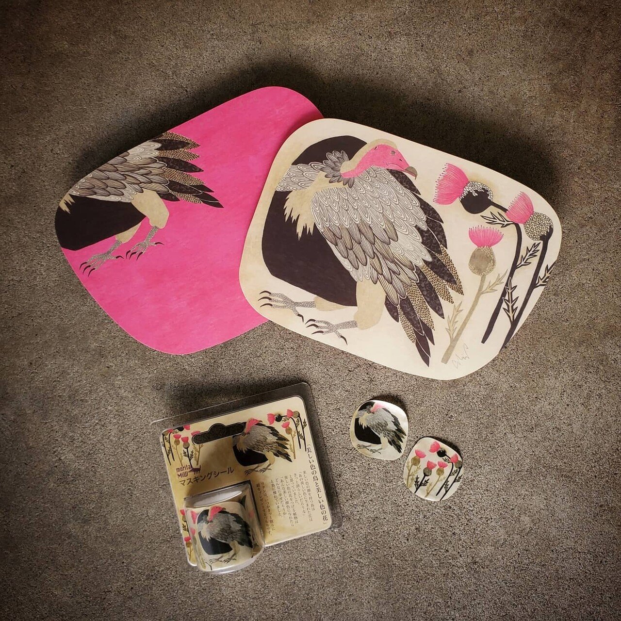 Moritamiw ポストカード マスキングシール 美しい色の鳥と美しい色の花 森田miw Note