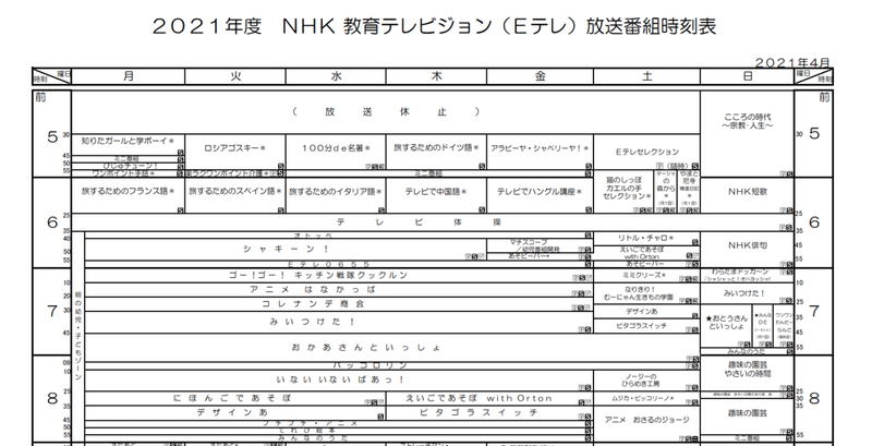 改編 2021 nhk 2021年のテレビ (日本)