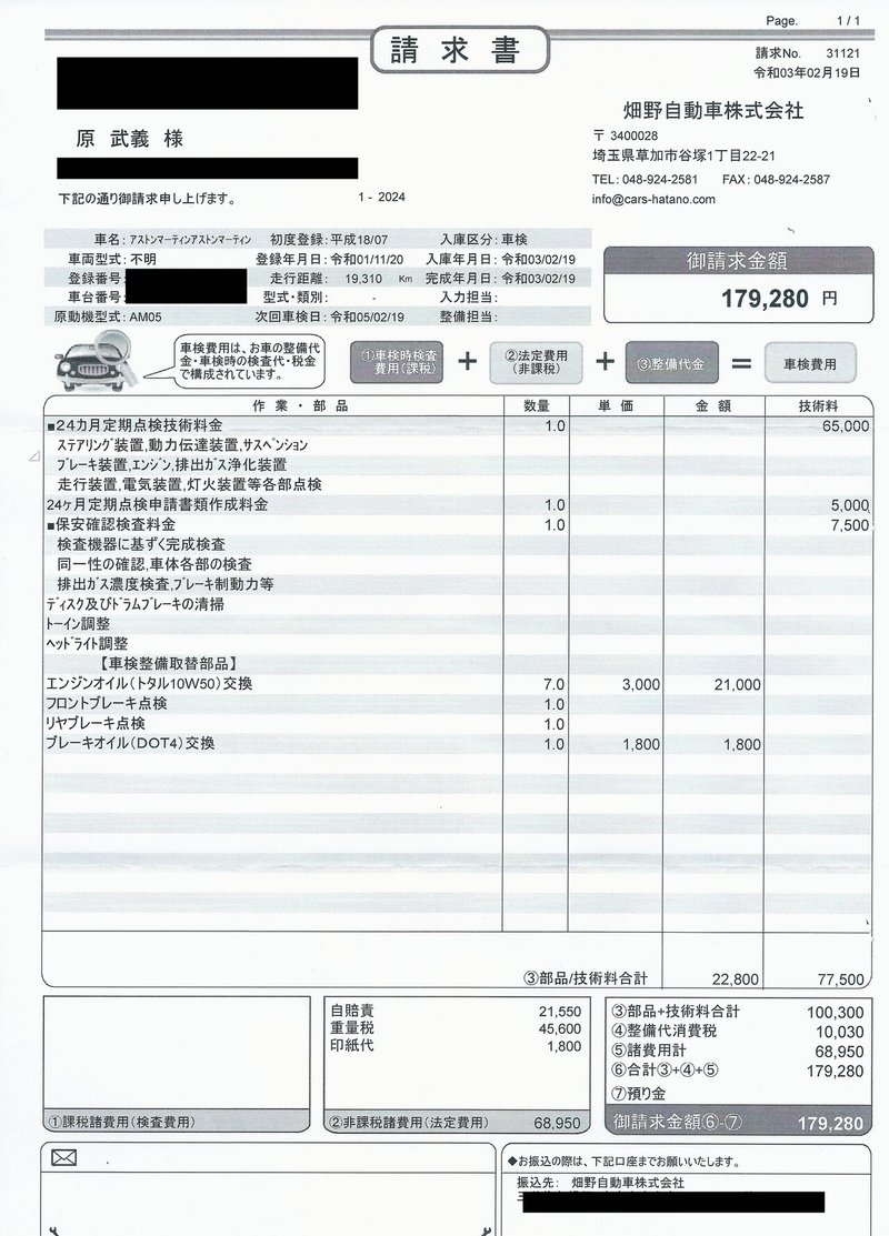 アストンマーティンの車検費用はいくらかかるか 原 武義 Note