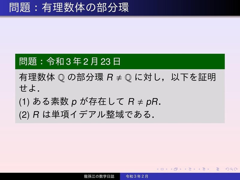 RS153：有理数体の部分環