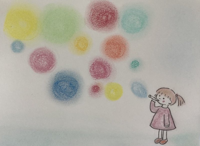 パステルアートギャラリー 絵と文 しゃぼん玉 おりちゃ Note