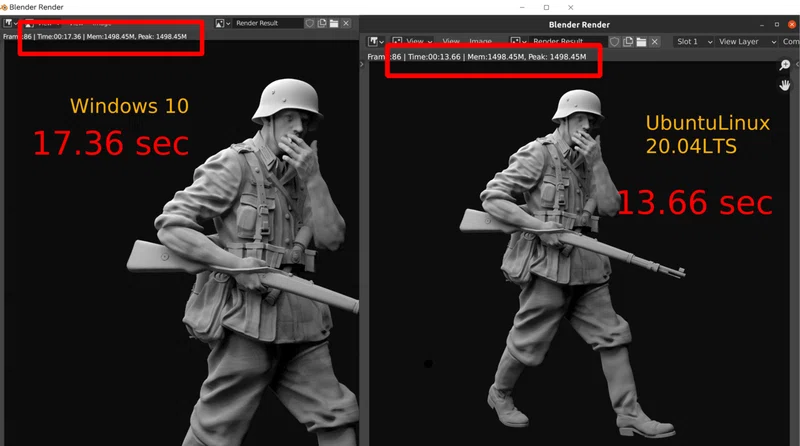 Win Vs Ubuntu Vs Pop Os Blenderレンダリング対決 Histone Note