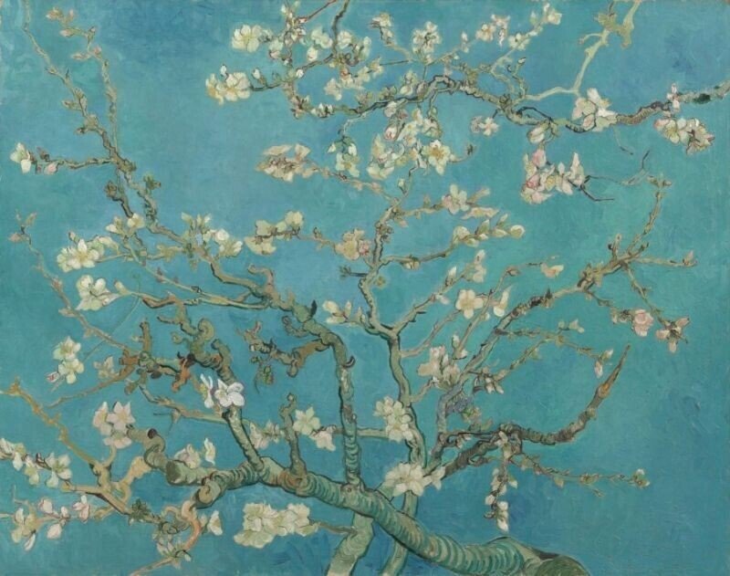 フィンセント・ファン・ゴッホ 花咲くアーモンドの木の枝 模写自作 油彩画 G10 Art｜ゴッホ《花咲くアーモンドの枝》｜江六前一郎｜Ichiro