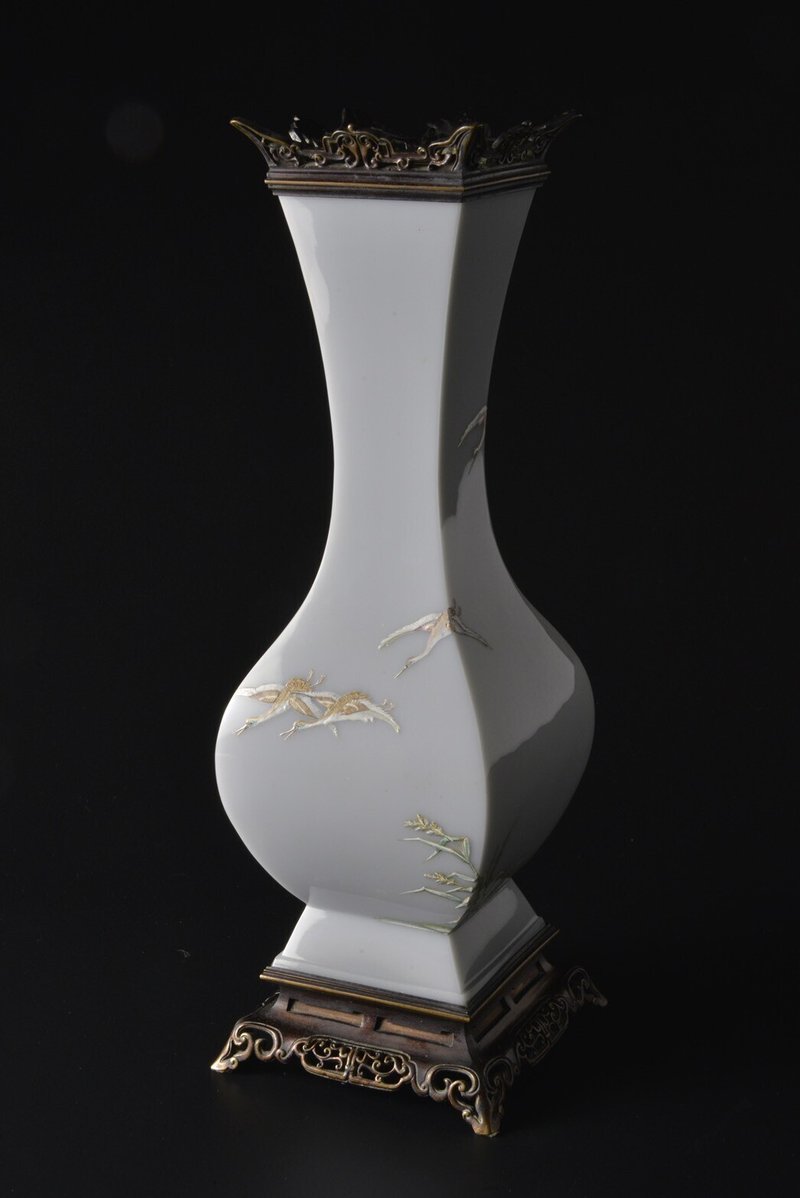 4+オールドバカラ　葦に鴈図花瓶　1887年