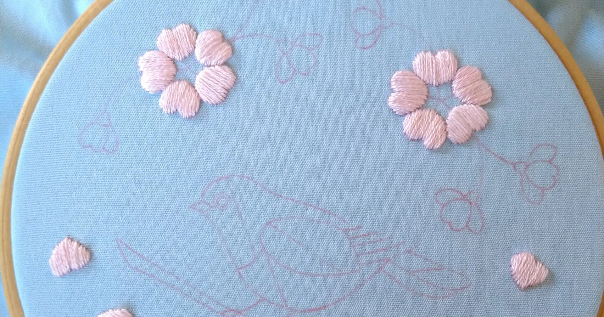 桜 刺繍 フレンチノットステッチ ハンドメイド 刺繍枠インテリア 20cm