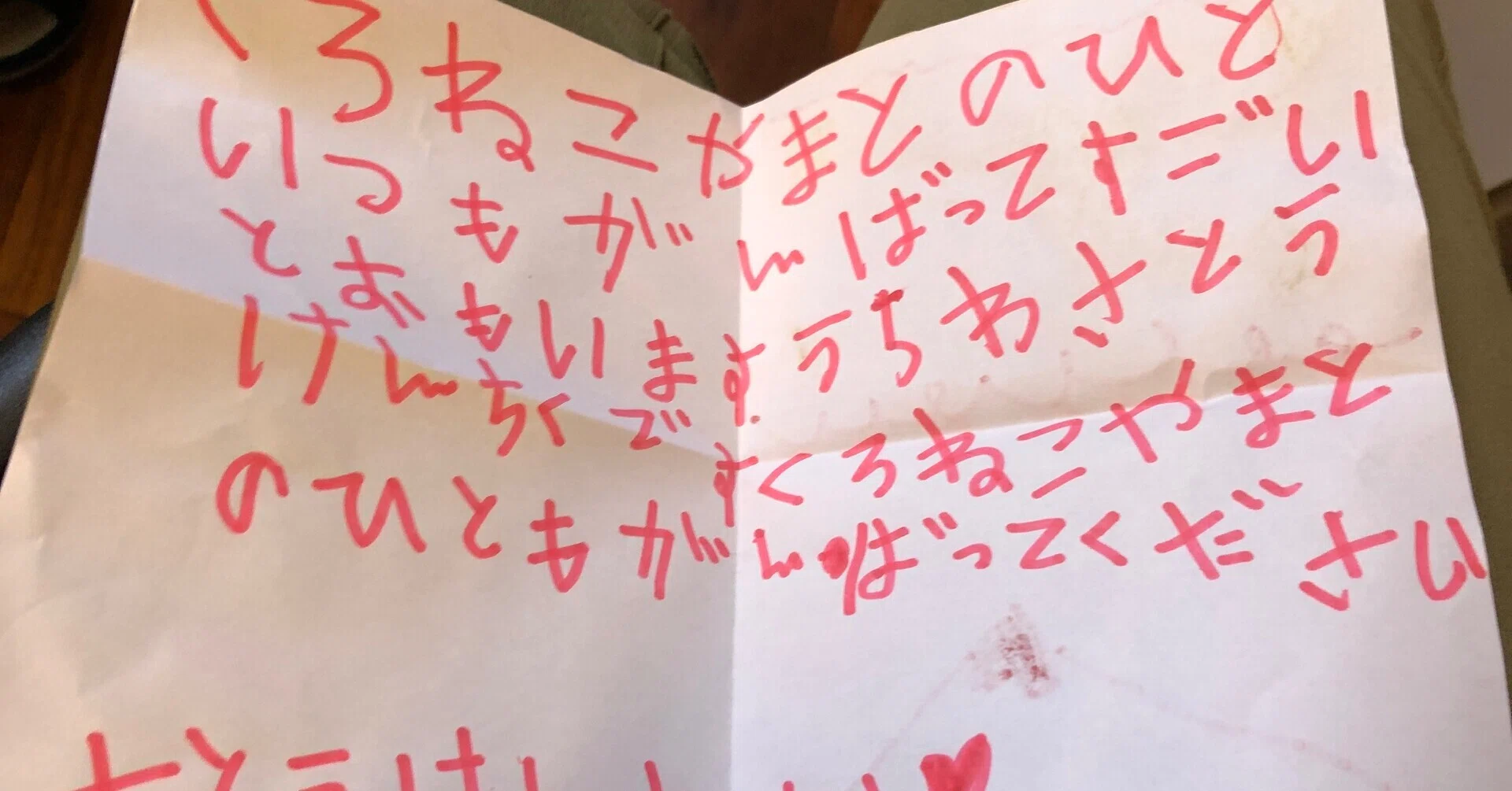 カノックスター さんへ。お手紙 日本に帰ってくる飛行機でCAさんから声かけられて手書きの手紙を貰った