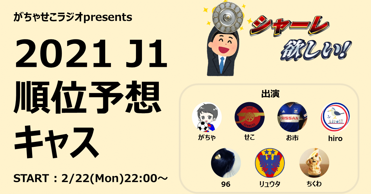 全ての道は 21シーズンj1リーグ順位予想大会まとめ へと通ず ちくわ Note