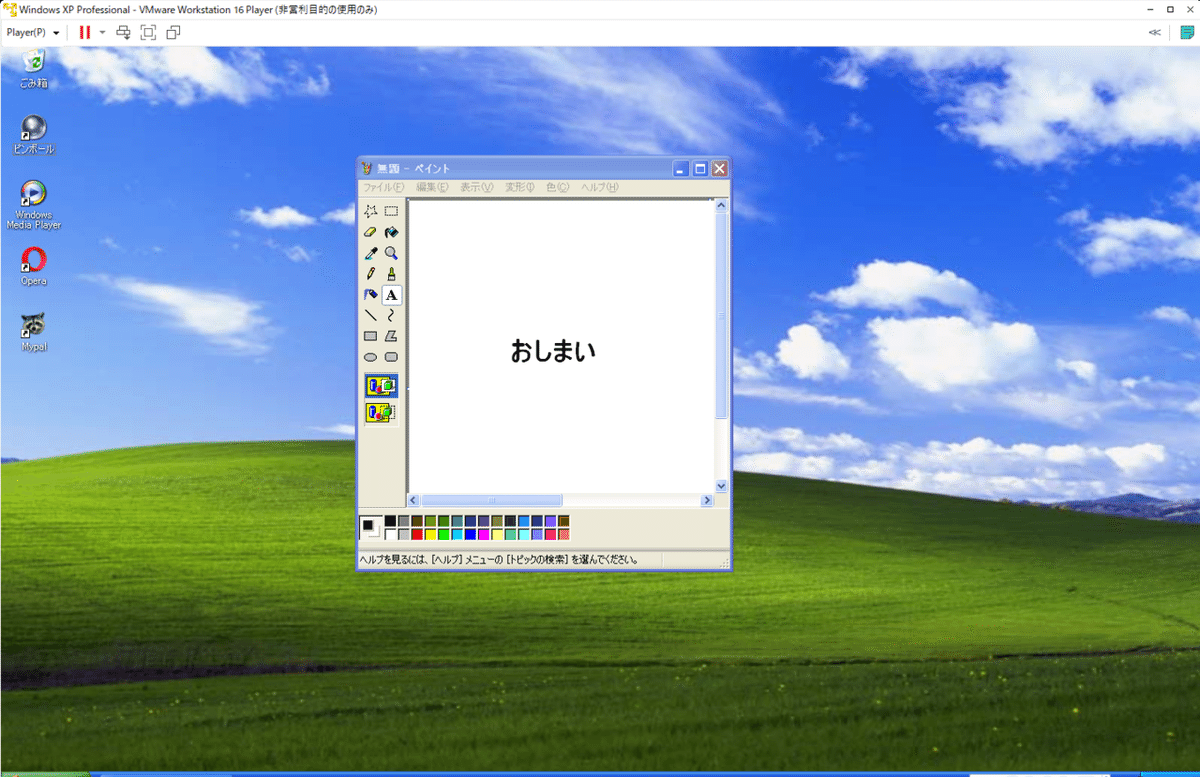 Windows XP Professional - VMware Workstation 16 Player (非営利目的の使用のみ) 2021_02_25 20_02_38