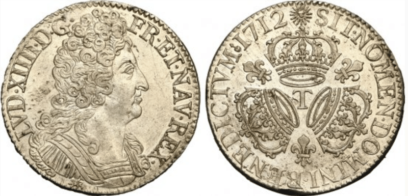 1764年フランス大型エキュ銀貨、アンティークコイン