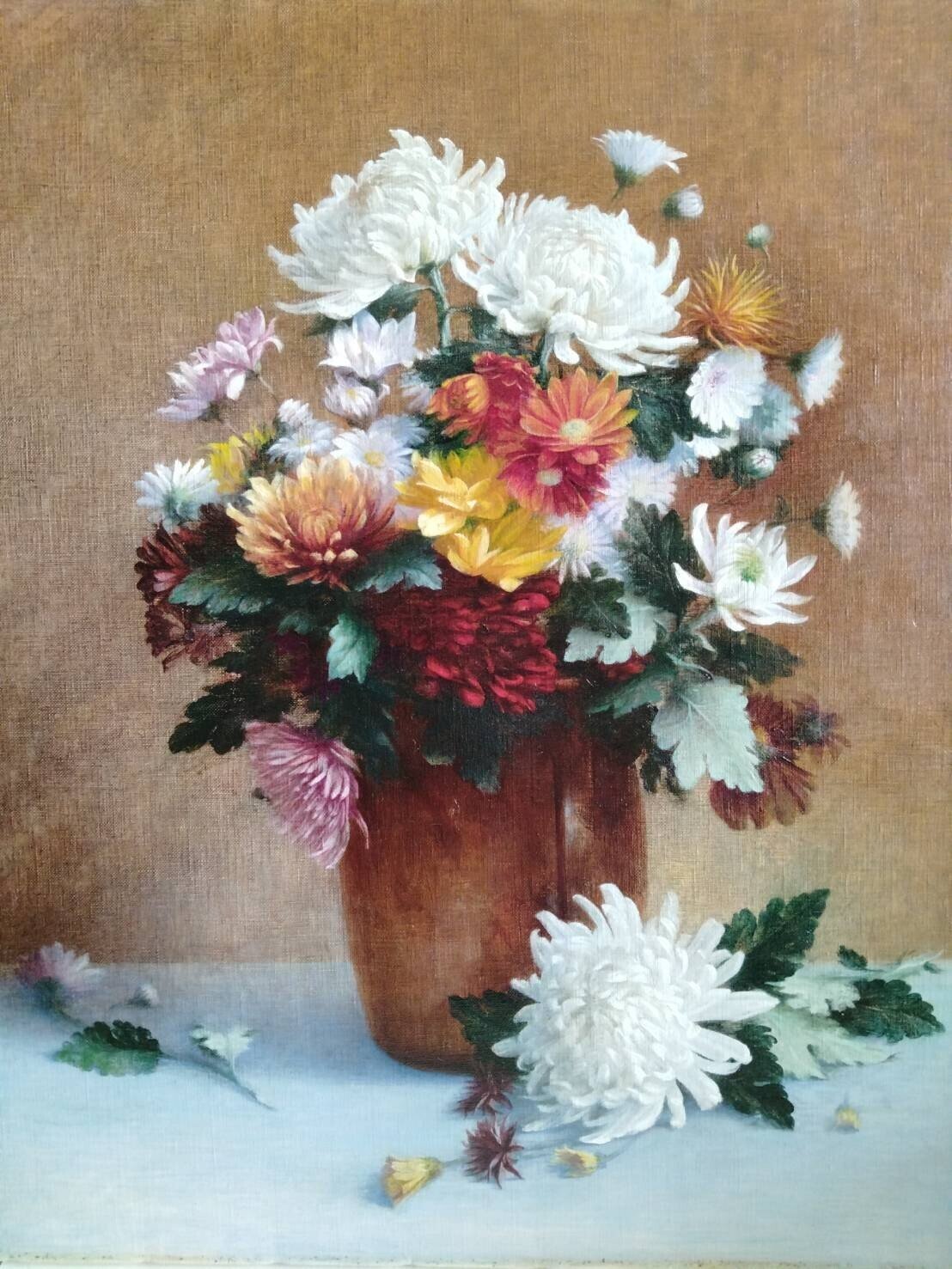 菊のある静物 (油彩 12号)｜kunizo1952