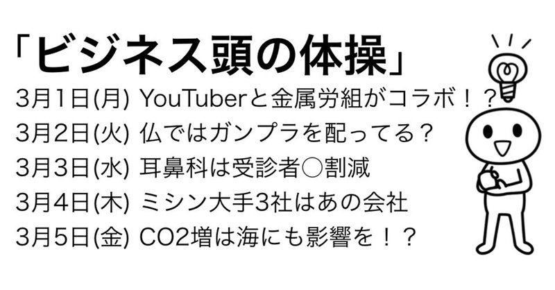 #229「ビジネス頭の体操」 今週のケーススタディ（3月1日〜3月5日分）