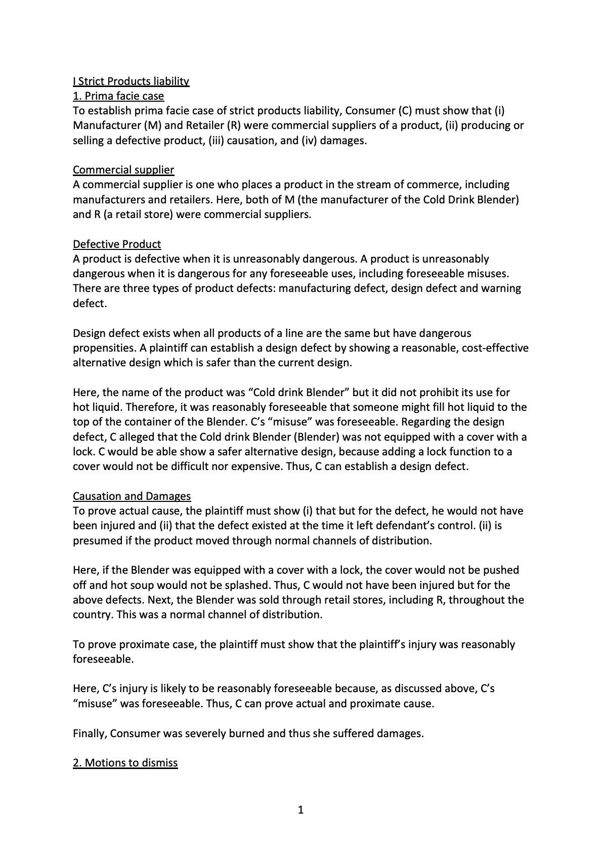 CA Bar Exam 練習答案 Torts (July 2007)｜うに弁護士