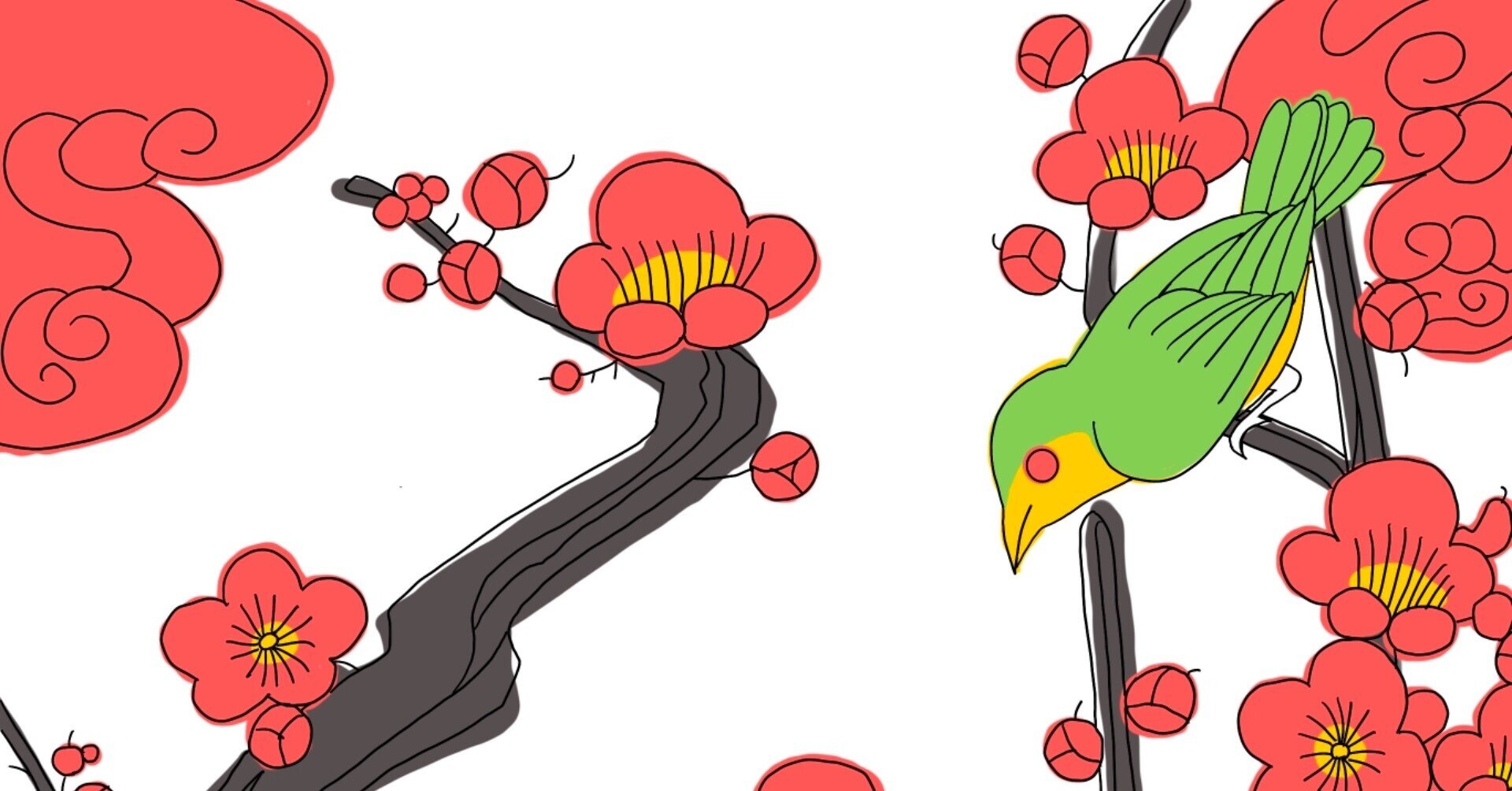 楽しむイラスト練習記 花札イラストはじめました 梅にうぐいす しち Note 楽しむイラスト練習記 花札イラストはじめました 梅にうぐいす しち Note