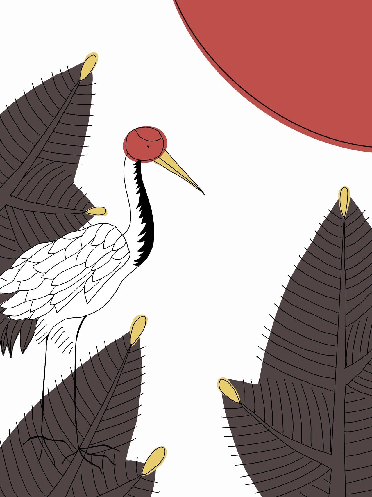 楽しむイラスト練習記 花札その2 松に鶴 しち Note