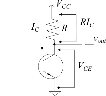トランジスタのコレクタエミッタ方向の電圧の式
