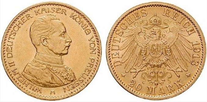 ヴィルヘルム2世の20マルク金貨
