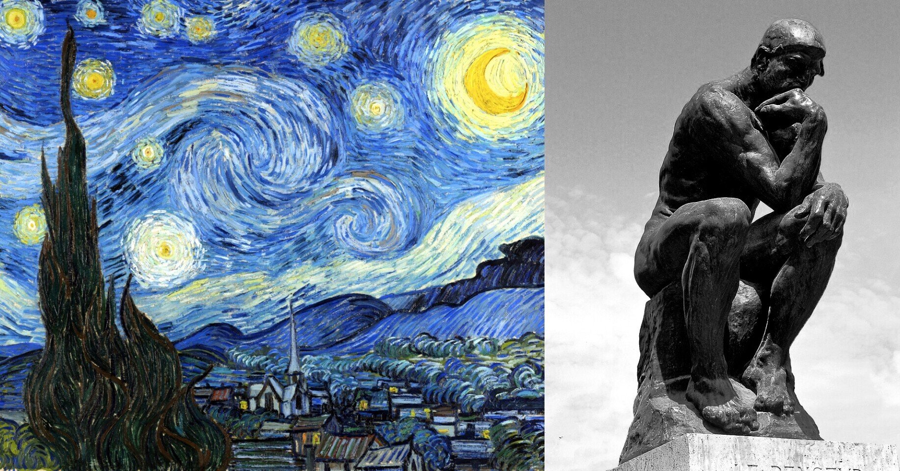 立体絵画の「時を考える人」 ゴッホはロダンの考える人を見たか？ DEEP DREAM GENERATORで