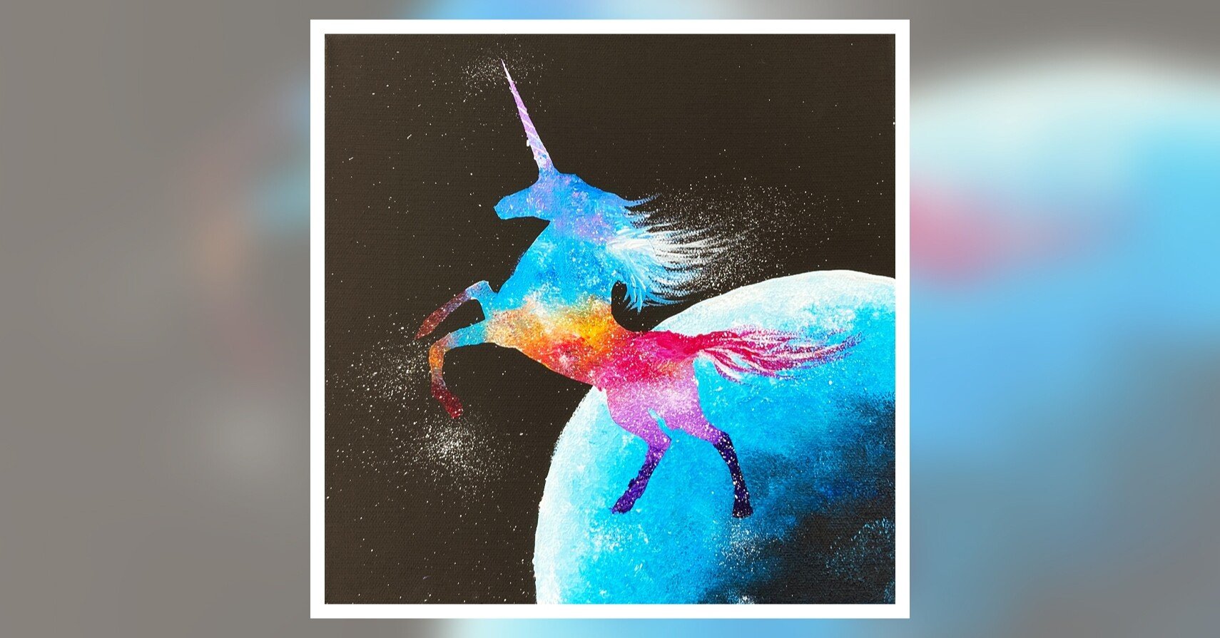 アクリル絵の具で「ユニコーンと星💫」を描く｜junya_art