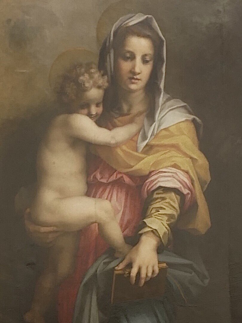 ヴェロネーゼ製 veronese ハルピュイアの聖母 像 天使 置物 オブジェ 美品 聖母マリアと天使の陶器置物 VERONESE DESIGNベロネーゼ